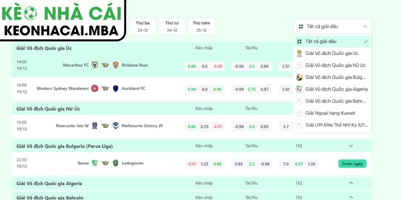 Tra cứu theo ngày thi đấu